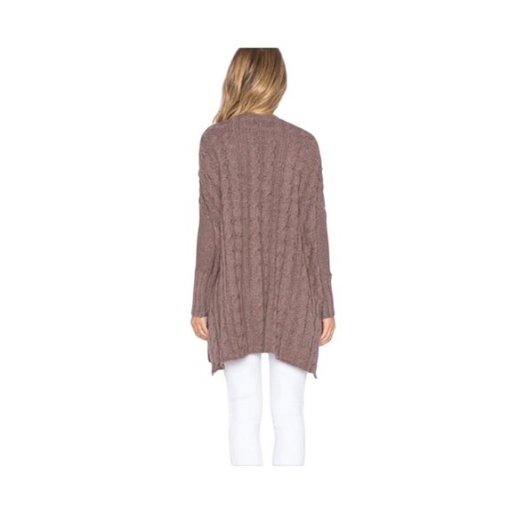 Free People Easy Cable V Neck Sweater Mocha Size L Boho Oversized Winter Neutral - Picture 11 of 14